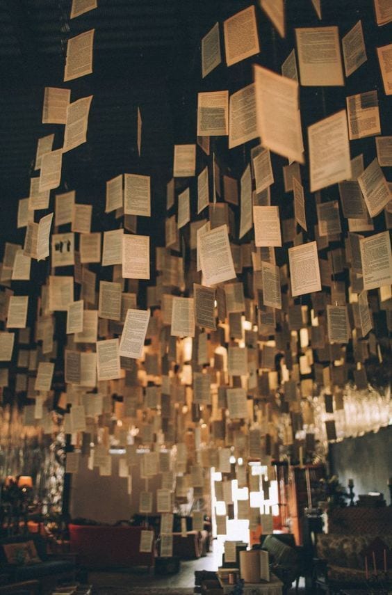 Suspended hanging panels catching light